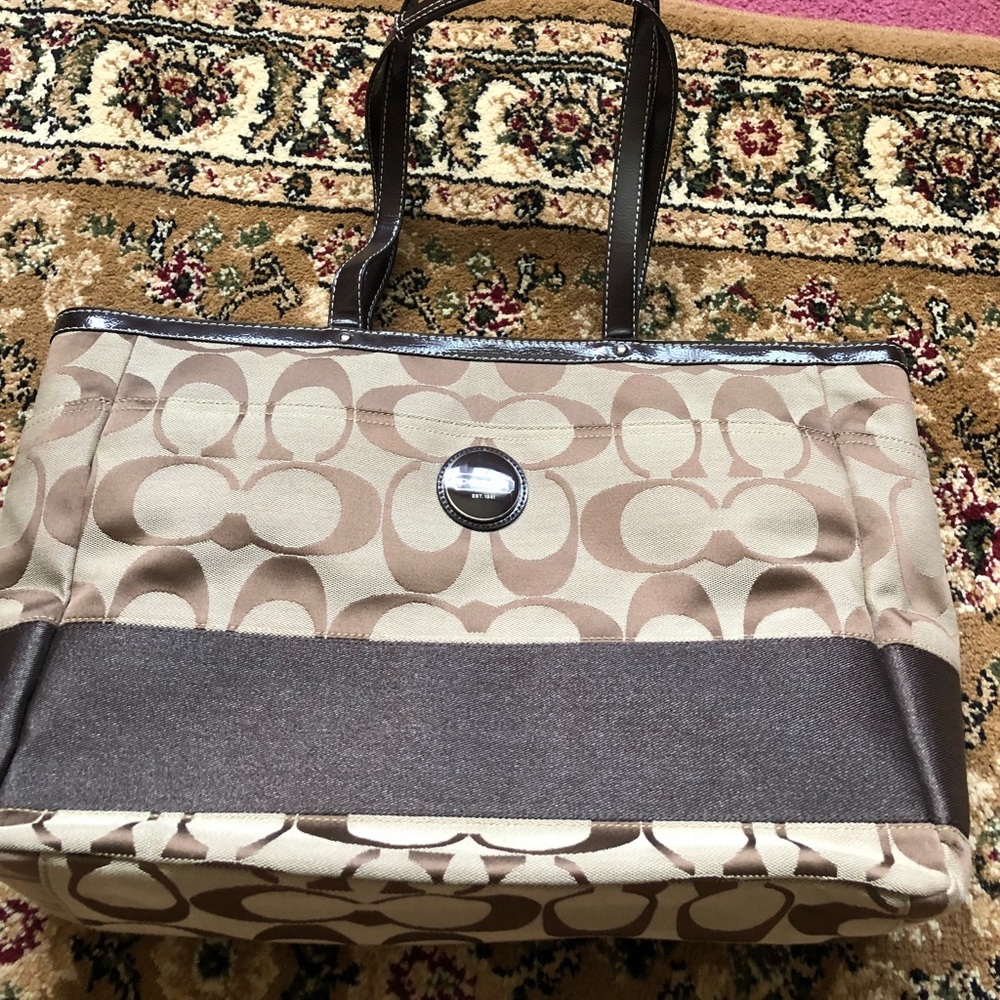 Coach brown baby bag